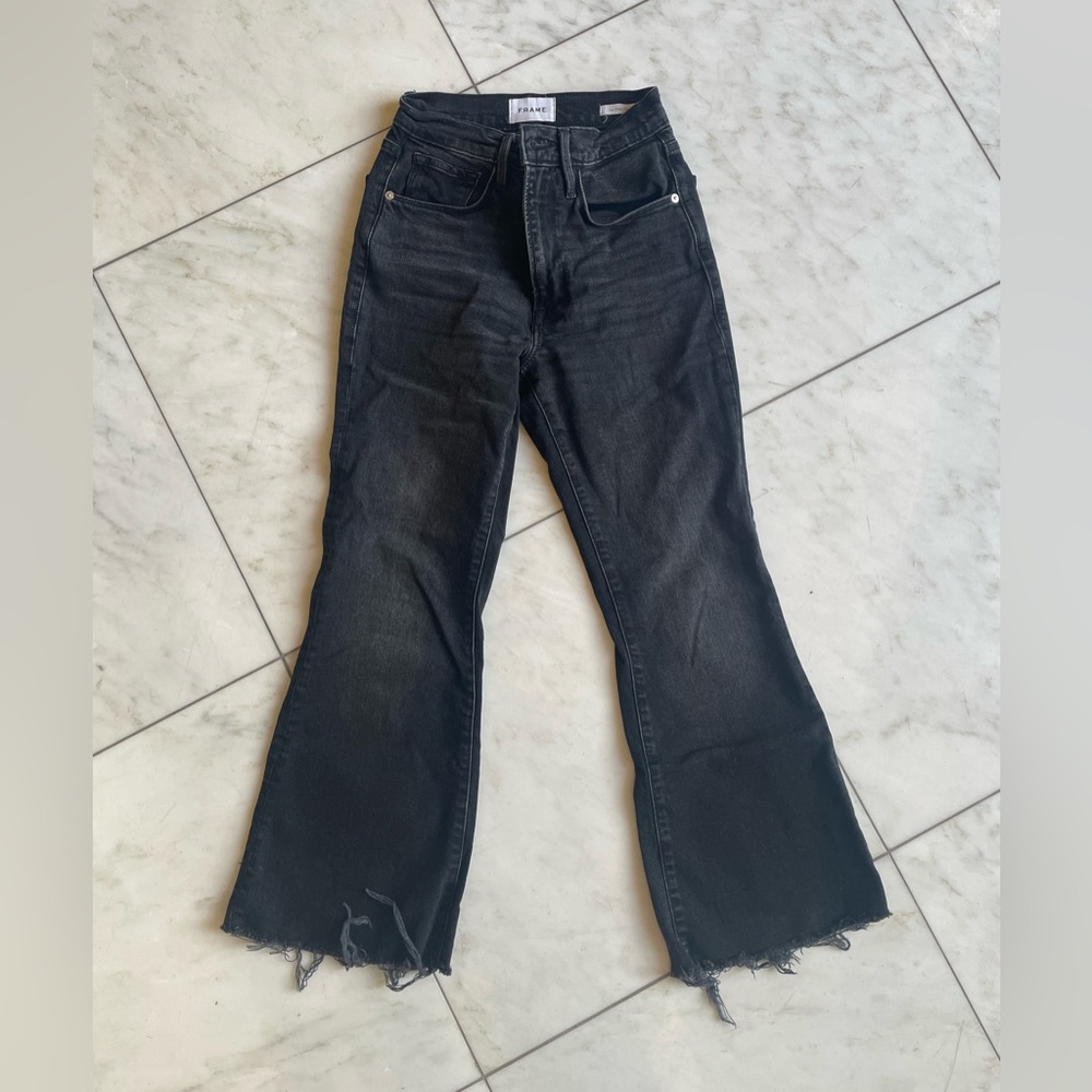 Frame Denim Black Flared Denim Jeans